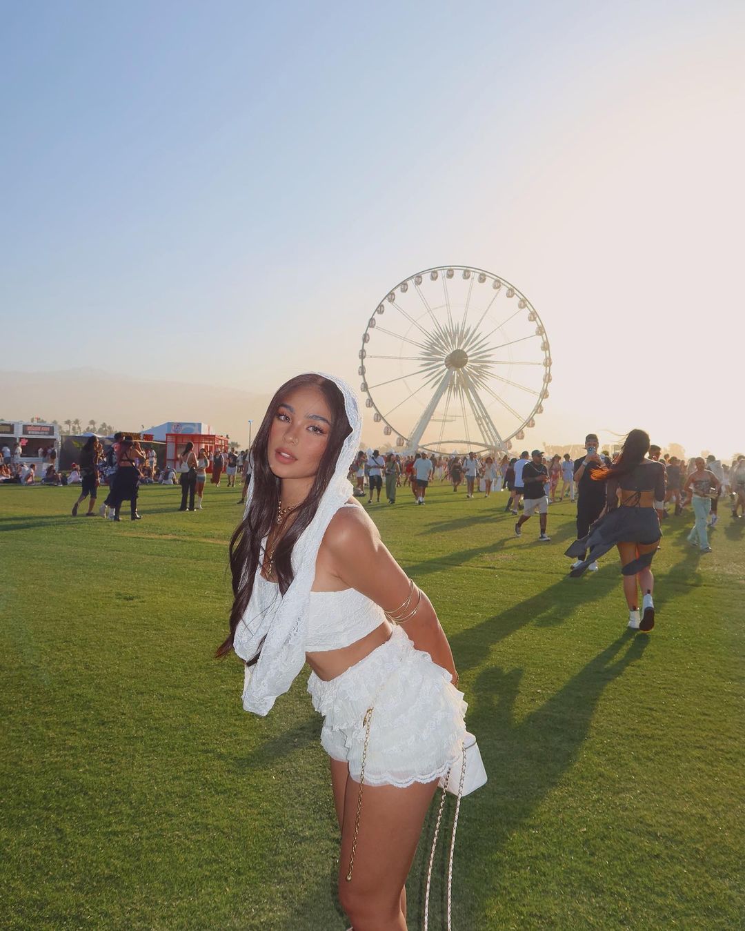 Andrea Brillantes Coachella Style Fashion White Outfit Chanel Vanity Bag